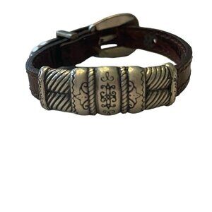 Leather bracelet with silver accent and buckle